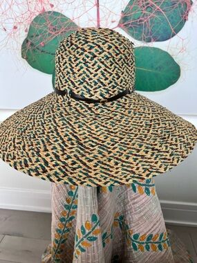 San Diego Hat Company Natural Straw Sun Hat with Teal & Black